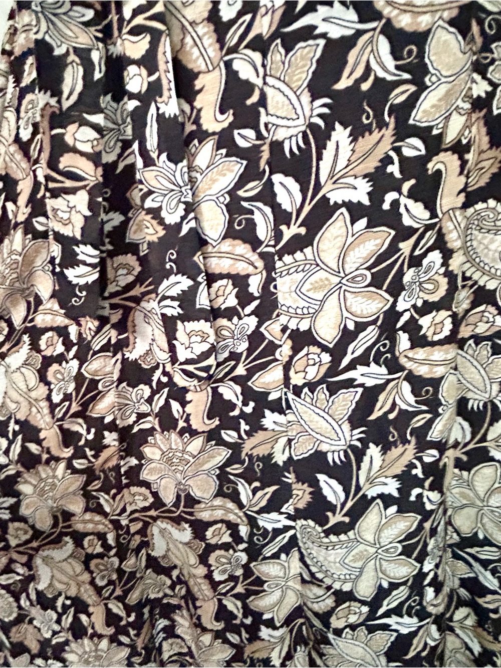 Boden Retro Brown, Cream Floral Belted Cotton Midi Dress, Size 6 - Picture 7 of 16